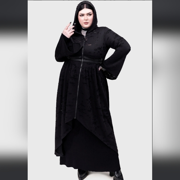 Killstar Black Asymmetrical Hooded Dress - Picture 8 of 9